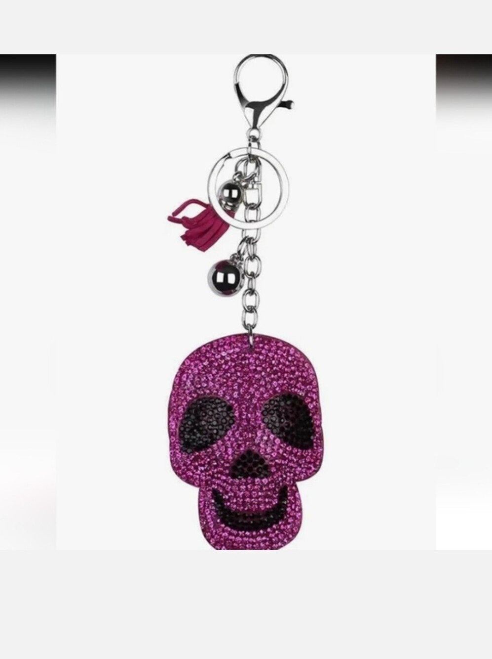 Rhinestone Tassel Key Ring for Purse Handbag Car Decor Skull Black/pink& Gold